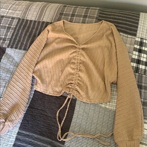 SHEIN Tan Ruched Crop Top